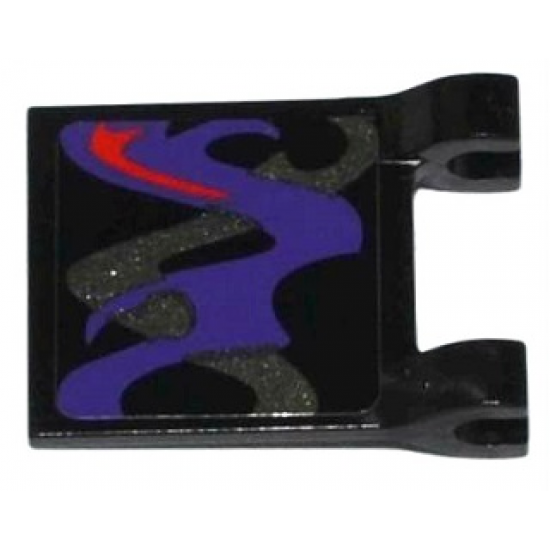 Flag 2 x 2 Square with Dark Purple, Pearl Dark Gray and Red Swirls Pattern on Both Sides Middle (Stickers) - Set 70728