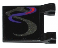 Flag 2 x 2 Square with Dark Purple, Pearl Dark Gray and Red Swirls Pattern on Both Sides Bottom (Stickers) - Set 70728