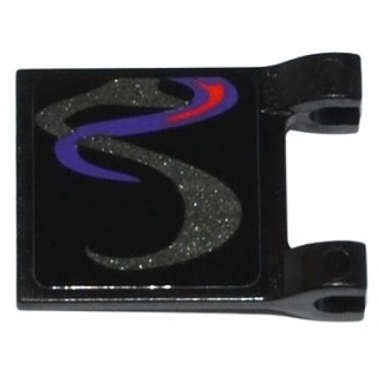 Flag 2 x 2 Square with Dark Purple, Pearl Dark Gray and Red Swirls Pattern on Both Sides Bottom (Stickers) - Set 70728