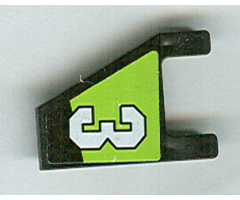 Flag 2 x 2 Trapezoid with White Number 3 on Lime and Black Background Pattern, Model Left (Sticker) - Set 8356