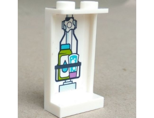 Panel 1 x 2 x 3 with Side Supports - Hollow Studs with Hanging Shower Rack on Inside Pattern (Sticker) - Set 41315