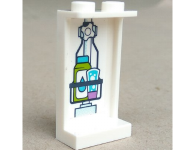 Panel 1 x 2 x 3 with Side Supports - Hollow Studs with Hanging Shower Rack on Inside Pattern (Sticker) - Set 41315