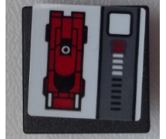 Road Sign 2 x 2 Square with Open O Clip with Red Car and Gauge Pattern (Sticker) - Set 75876