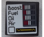 Road Sign 2 x 2 Square with Open O Clip with 'Boost', 'Fuel', 'Oil', 'Air' and Gauges Pattern (Sticker) - Set 75876