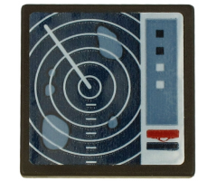 Road Sign 2 x 2 Square with Open O Clip with Dark Blue Radar Screen, 2 Black and 2 White Buttons Pattern (Sticker) - Set 60266