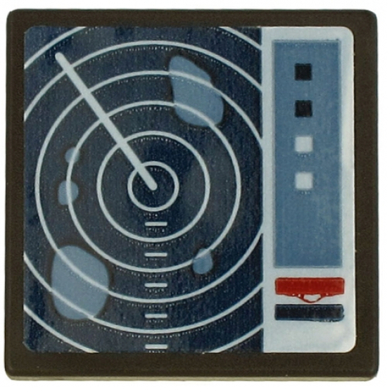 Road Sign 2 x 2 Square with Open O Clip with Dark Blue Radar Screen, 2 Black and 2 White Buttons Pattern (Sticker) - Set 60266