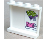Panel 1 x 4 x 3 with Side Supports - Hollow Studs with Fan and Crab on Shelf Pattern on Inside (Sticker) - Set 41315