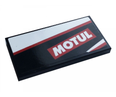 Tile 2 x 4 with White and Red Stripes and White 'MOTUL' Pattern Model Left Side (Sticker) - Set 76896