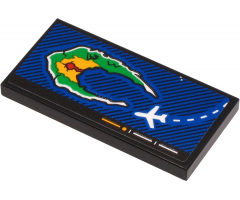 Tile 2 x 4 with Screen with Green, Yellow and Red Island and White Airplane Pattern (Sticker) - Set 60262