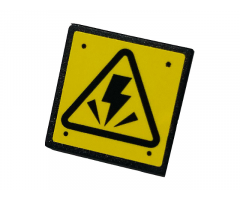 Road Sign 2 x 2 Square with Open O Clip with Electricity Danger Sign and 4 Rivets on Yellow Background Pattern (Sticker) - Set 75931