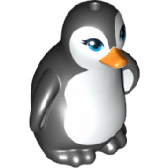 Penguin, Friends with Dark Azure Eyes, Orange Beak and White Face and Stomach Pattern