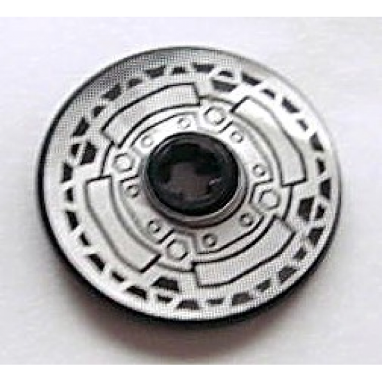 Technic, Disk 3 x 3 with Disk Brake Silver / Black Small Bolts Pattern (Sticker) - Set 8371