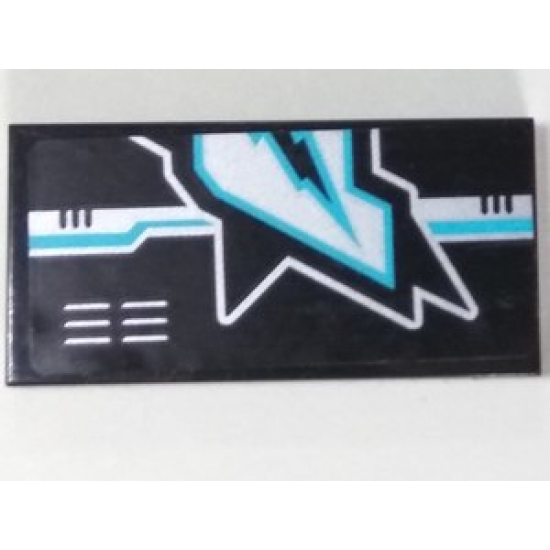 Tile 2 x 4 with Silver and Medium Azure Ultra Agents Logo and Vents Left Pattern (Sticker) - Set 70165