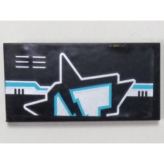 Tile 2 x 4 with Silver and Medium Azure Ultra Agents Logo and Vents Right Pattern (Sticker) - Set 70165