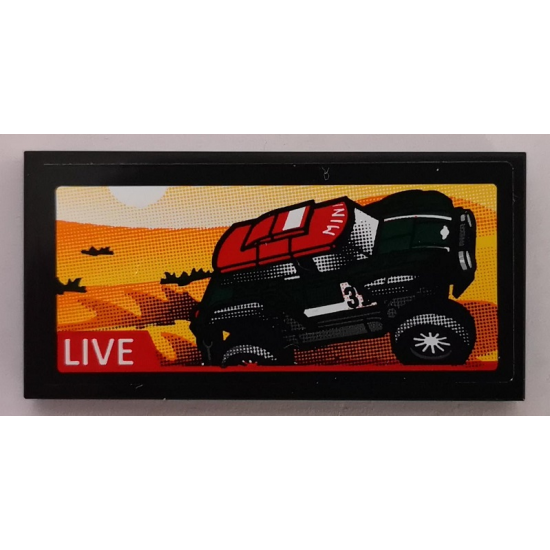 Tile 2 x 4 with 2018 Mini John Cooper Works Buggy  and 'LIVE' Pattern (Sticker) - Set 75894