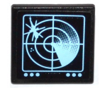 Road Sign 2 x 2 Square with Open O Clip with Medium Blue Helicopter on Radar Screen and 6 Buttons Pattern (Sticker) - Set 60036