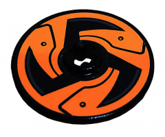 Technic, Disk 3 x 3 with Black Blades and Circles on Orange Background Pattern (Sticker) - Set 70672