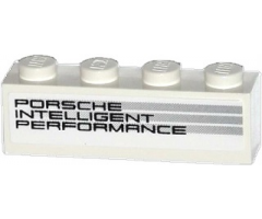 Brick 1 x 4 with 'PORSCHE INTELLIGENT PERFORMANCE' and Light Bluish Gray Stripes Pattern Model Left Side (Sticker) - Set 75912