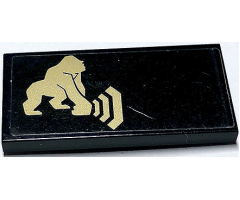 Tile 2 x 4 with Gold Gorilla Hammering Ground on Black Background Pattern (Sticker) - Set 70632