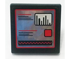 Road Sign 2 x 2 Square with Open O Clip with Red and Black Lines, Bar Graph and Square on Silver Mirrored Background Pattern (Sticker) - Set 75911