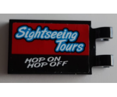 Tile, Modified 2 x 3 with 2 Open O Clips with 'Sightseeing Tours' and 'HOP ON HOP OFF' Pattern (Sticker) - Set 60200