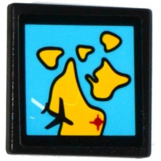 Road Sign 2 x 2 Square with Open O Clip with Map and Black Airplane Pattern (Sticker) - Set 60102