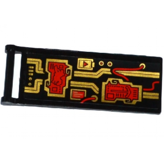 Flag 7 x 3 with Rod with Red Wires and Gold Circuitry Pattern (Sticker) - Set 70738