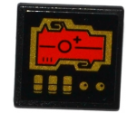 Road Sign 2 x 2 Square with Open O Clip with Red Screen, 2 Gold Knobs and 3 Switches Pattern (Sticker) - Set 70738