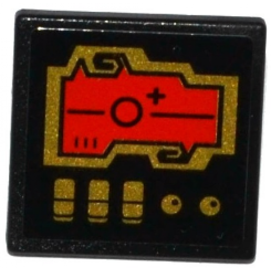 Road Sign 2 x 2 Square with Open O Clip with Red Screen, 2 Gold Knobs and 3 Switches Pattern (Sticker) - Set 70738