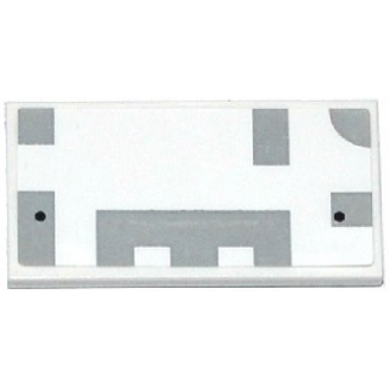 Tile 2 x 4 with Light Bluish Gray Squares, Rectangles and Quarter Circle and 2 Black Dots Pattern (Sticker) - Set 75912