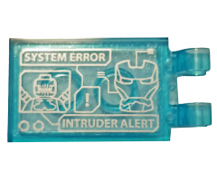 Tile, Modified 2 x 3 with 2 Clips with Iron Man's Mask, Outrider, 'SYSTEM ERROR' and 'INTRUDER ALERT' Pattern (Sticker) - Set 76125