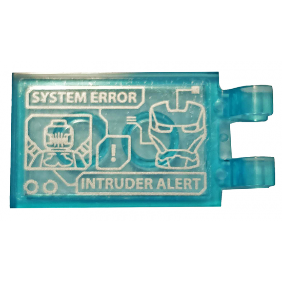 Tile, Modified 2 x 3 with 2 Clips with Iron Man's Mask, Outrider, 'SYSTEM ERROR' and 'INTRUDER ALERT' Pattern (Sticker) - Set 76125