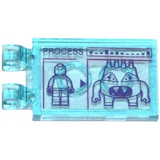 Tile, Modified 2 x 3 with 2 Clips with 'PROCESS', Minifigure and Spider Bytez on Screen Pattern (Sticker) - Set 79119