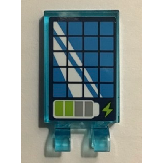 Tile, Modified 2 x 3 with 2 Clips with Solar Panel and Battery Power Indicator Pattern (Sticker) - Set 41307
