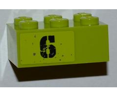 Brick 2 x 3 with Black '6' Pattern Model Right Side (Sticker) - Set 8961