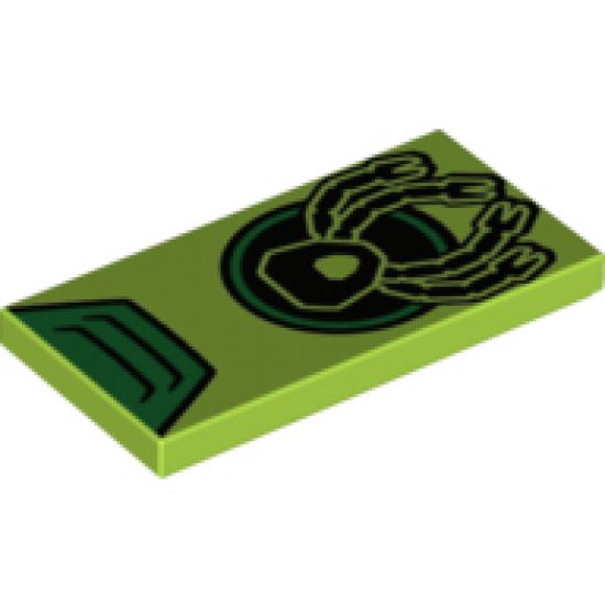 Tile 2 x 4 with 4 Mechanical Arms and Green Ring with Green Vent Pattern