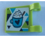 Flag 2 x 2 Square with Mug of Hot Chocolate with Heart and Dark Blue, Lime and Medium Azure Triangles Pattern (Sticker) - set 41319