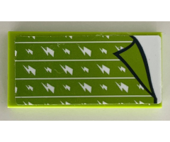 Tile 2 x 4 with Lime Blanket with White Lines and Lightning Bolts Pattern (Sticker) - Set 41340