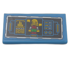 Tile 2 x 4 with Control Panel Display with Reggae Man Minifigure and Yellow Bar Chart Pattern (Sticker) - Set 70923