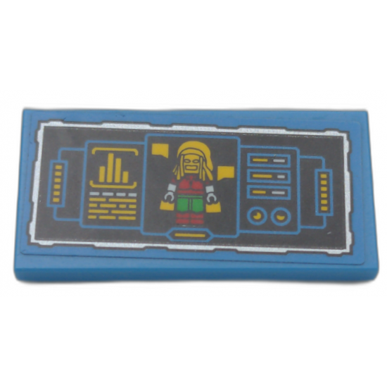 Tile 2 x 4 with Control Panel Display with Reggae Man Minifigure and Yellow Bar Chart Pattern (Sticker) - Set 70923