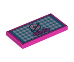 Tile 2 x 4 with 'Olivia' and Beach Towel Pattern