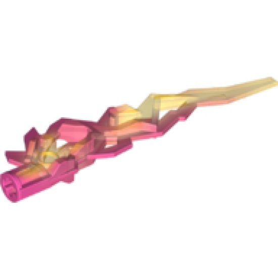 Hero Factory Weapon Accessory - Flame/Lightning Bolt with Axle Hole with Marbled Trans-Yellow Pattern