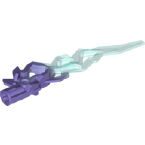 Hero Factory Weapon Accessory - Flame/Lightning Bolt with Axle Hole with Marbled Trans-Light Blue Pattern