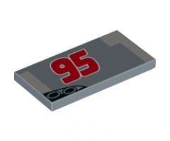 Tile 2 x 4 with Red '95', Exhaust Pipes and Gray Pattern Model Right Side