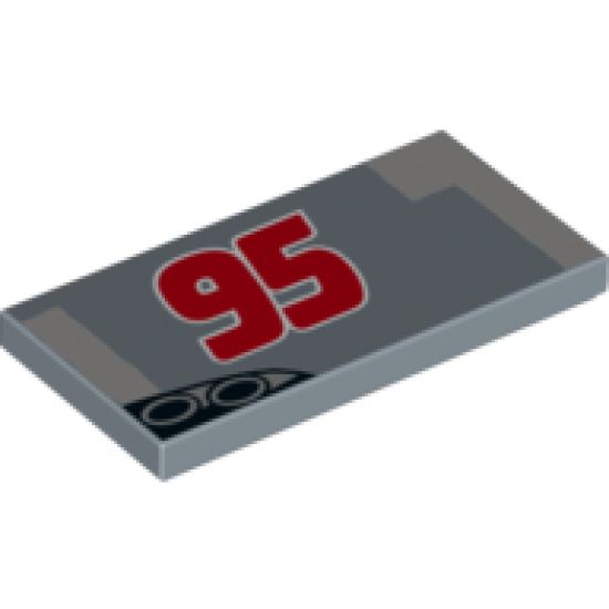 Tile 2 x 4 with Red '95', Exhaust Pipes and Gray Pattern Model Right Side