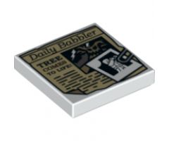 Tile 2 x 2 with Paper Clip, Minifigure Image and Daily Babbler 'TREE COMES TO LIFE' Newspaper Article Pattern
