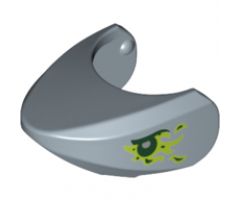 Animal, Body Part Shark Head with Rounded Nose with Black Eyes, Silver Pupils and Lime Slime Pattern