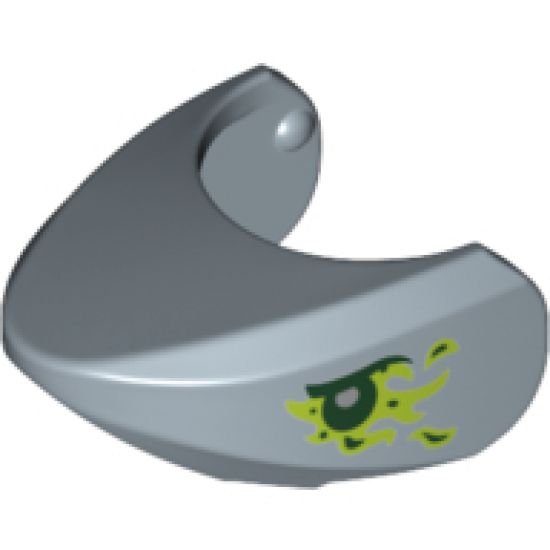 Animal, Body Part Shark Head with Rounded Nose with Black Eyes, Silver Pupils and Lime Slime Pattern