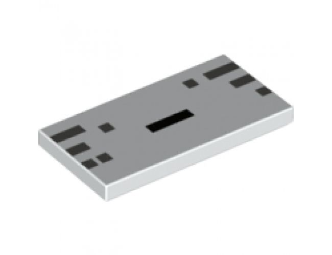Tile 2 x 4 with Black and Dark Bluish Gray Rectangles Pattern (Minecraft Ghast Mouth)
