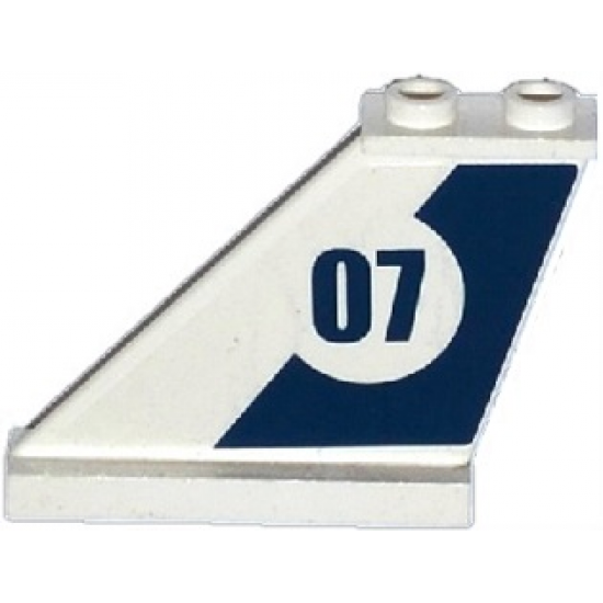 Tail 4 x 1 x 3 with Dark Blue Stripe and '07' in White Circle Pattern on Left Side (Sticker) - Set 60069